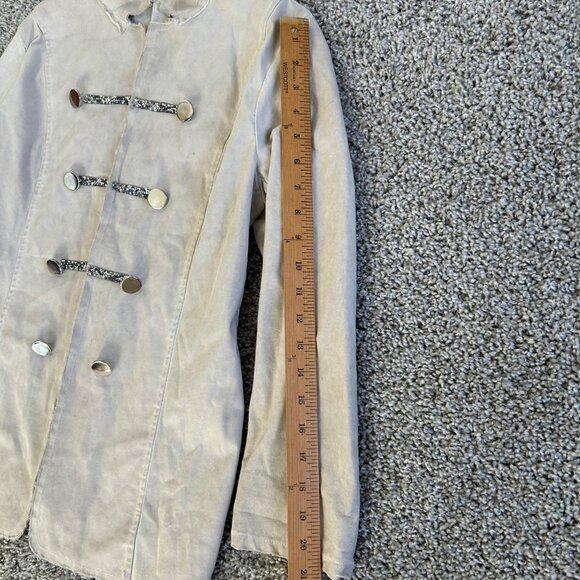 Womens Sz L/XL Ivory Military-Style Jacket With Decorative Buttons - Picture 5 of 10